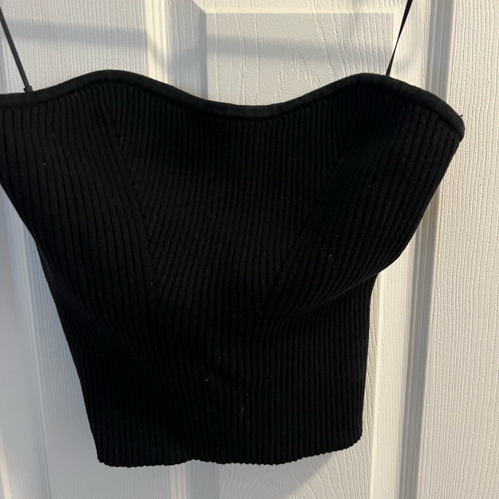 Express Black Ribbed Crop Tube Top